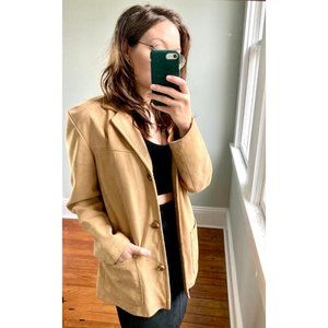 Vintage 90s Y2K 100% Leather Nuback Cowhide Yellow Brown Western Grunge Jacket S